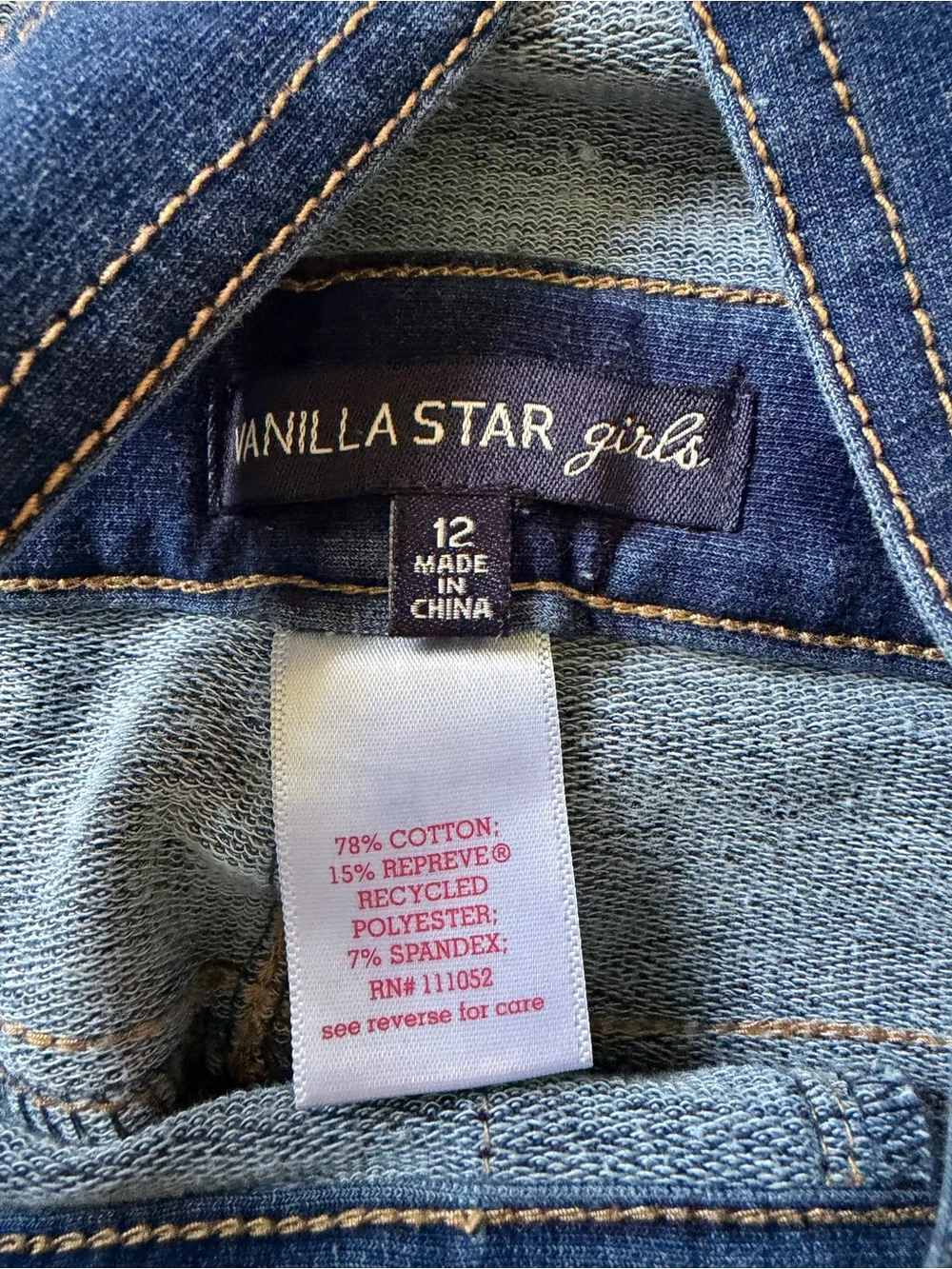 Vanilla Star Girls Denim Short Overalls - Indigo